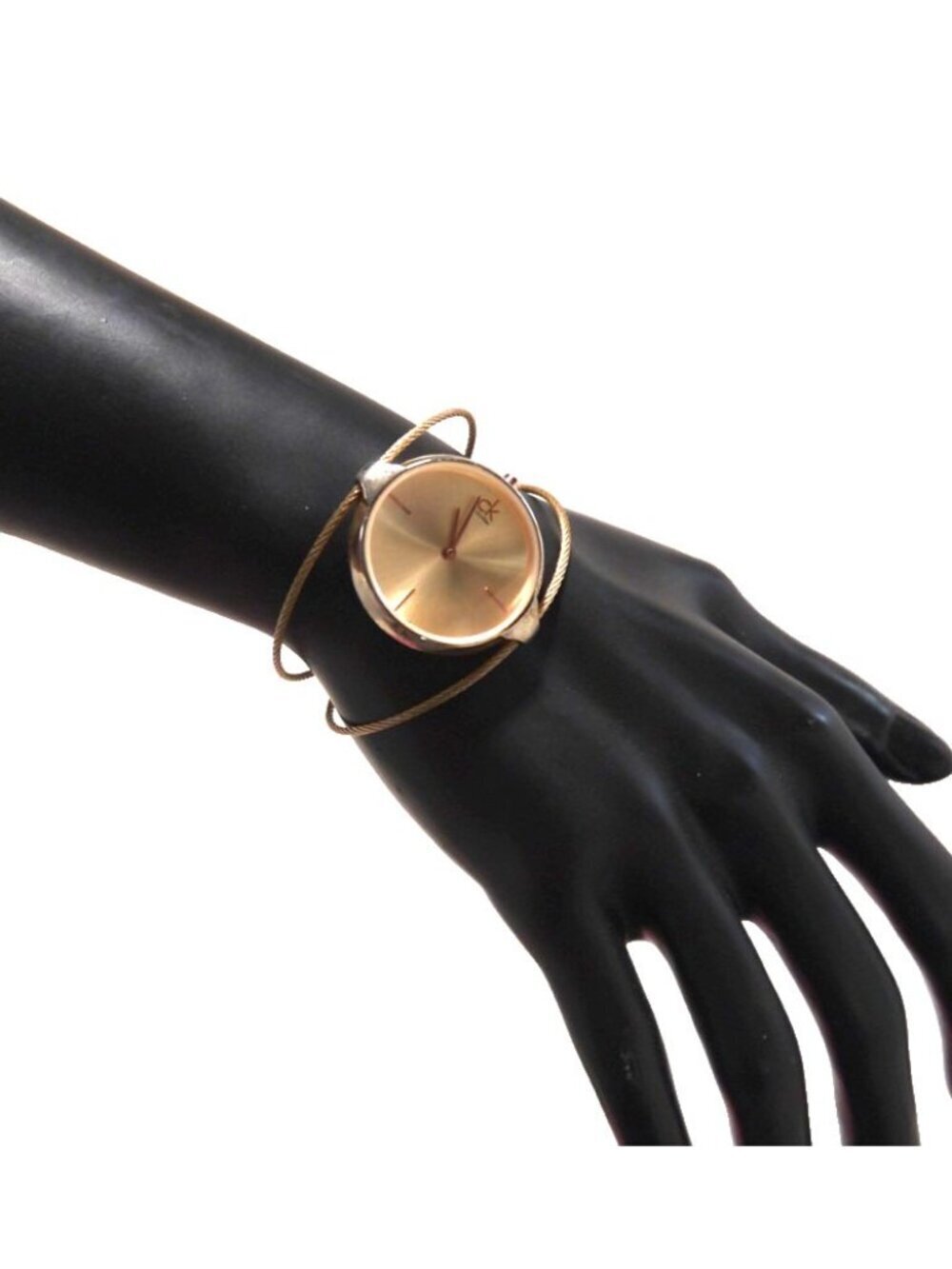Calvin Klein 7"  gold tone quartz watch 1.25" face water resistant works great